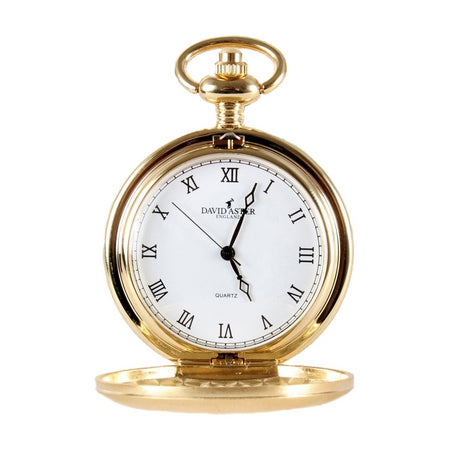 Gold Brushed Quartz Full Hunter Pocket Watch