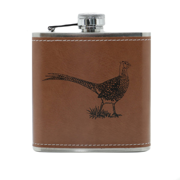 Pheasant Design Leatherette Hip Flask