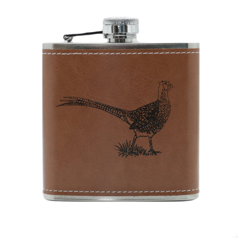 Pheasant Design Leatherette Hip Flask