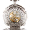 Silver Patterned Quartz Half Hunter Mechanical Pocket Watch