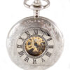Silver Patterned Quartz Half Hunter Mechanical Pocket Watch