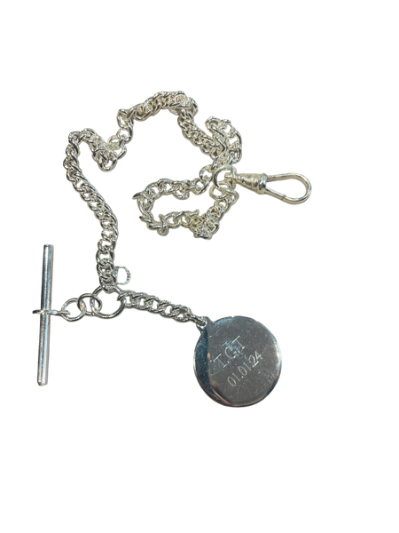 Silver Patterned Quartz Half Hunter Mechanical Pocket Watch